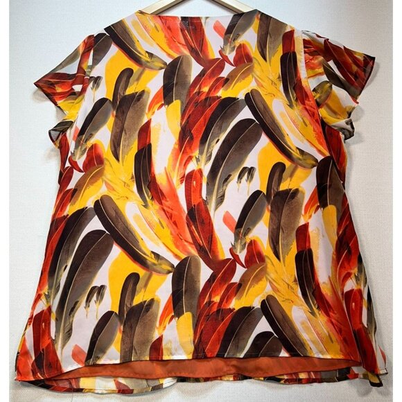 Apt. 9 Womens Ruffled Flutter Sleeve Top Summer Sz 2X Multi Abstract Lightweight - Picture 2 of 12